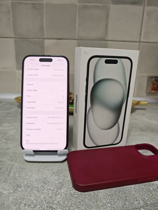 iPhone 15 Black 94%Bat Fullbox impecabil totul original liber retea