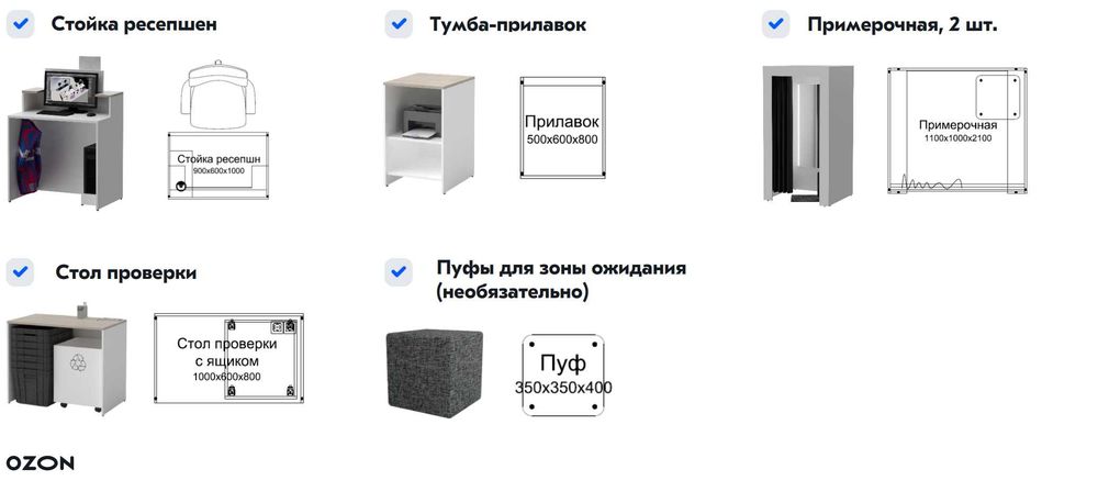 Мебель для ПВЗ OZON за 7 дней