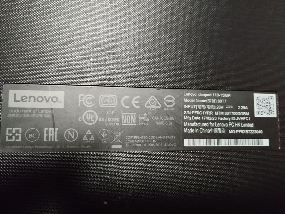 Лаптоп LENOVO 110-15IBR Model 80T7 15,6"