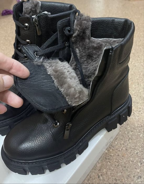 Кожаные зимние сапоги