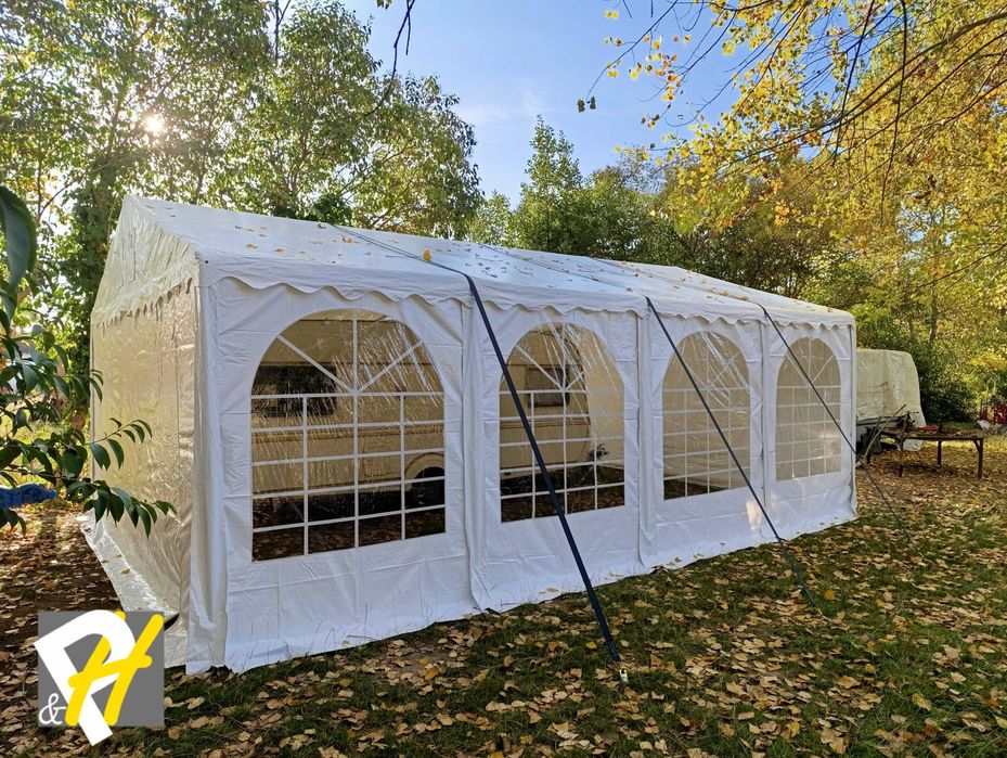 Шатра 5x8 м Хале, височина 2,6 м, огнеустойчив PVC