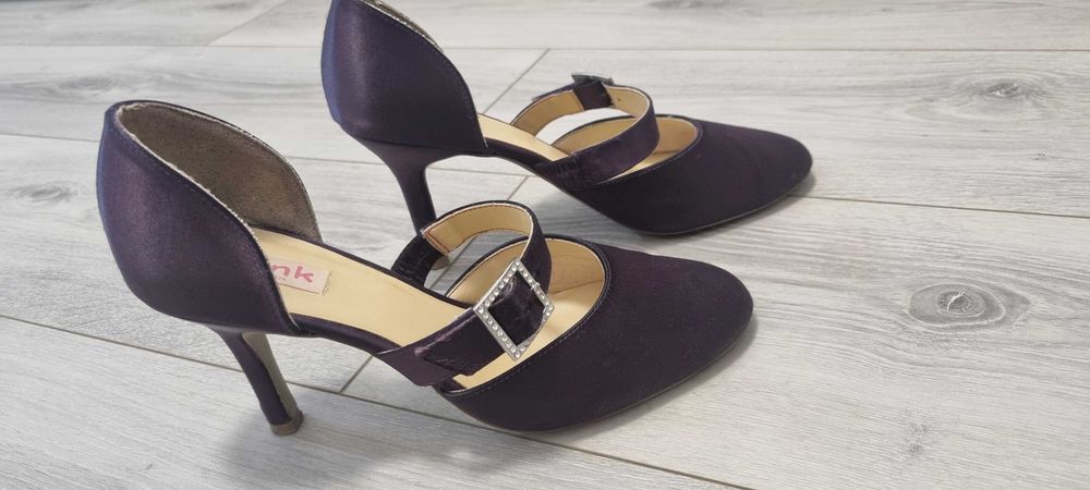 Pantofi din material, toc 7 cm