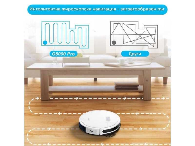 Робот Прахосмукачка с Моп Tikom G8000 Pro - 4500Pa, Бял
