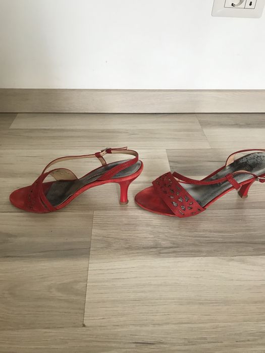 Sandale piele, 39, inaltime toc 8 cm