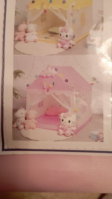 Новый домик тент розовый с огоньками