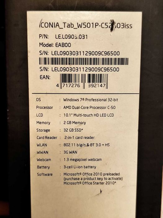 Laptop tableta ACER ICONIA TAB W501P