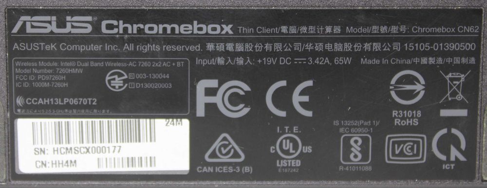 Asus Chromebox CN62 Celeron