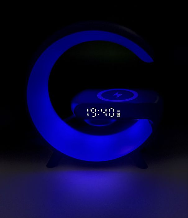 4в1 ночник электронные часы беспроводная зарядка Bluetooth колонка