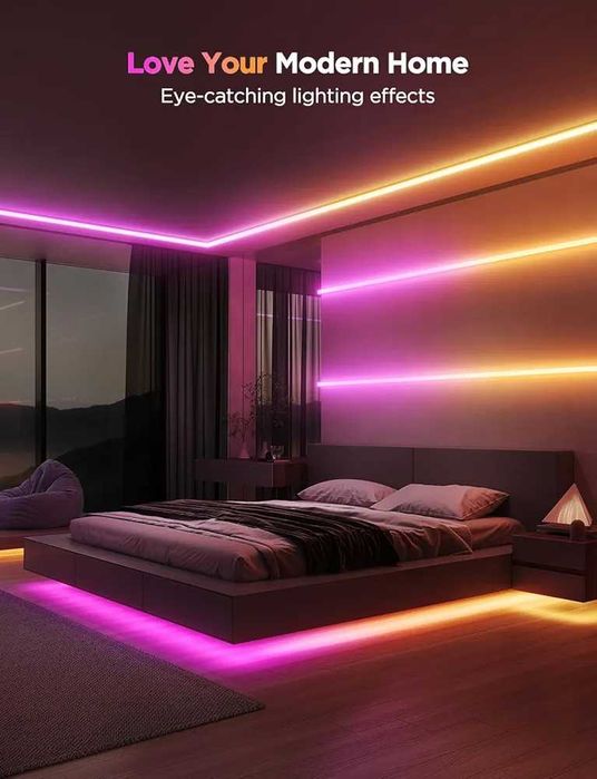 RGBIC LED лента Govee h61b5 с дифузерни канали 5 метра за вграждане