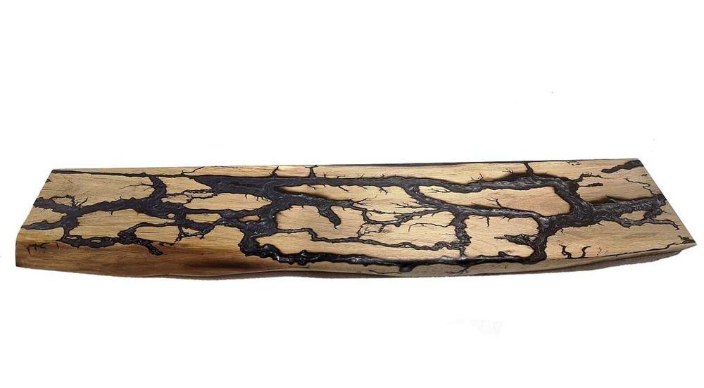 Дъска/рафт от череша с епоксидна смола и  Lichtenberg изгаряне  ~93cm