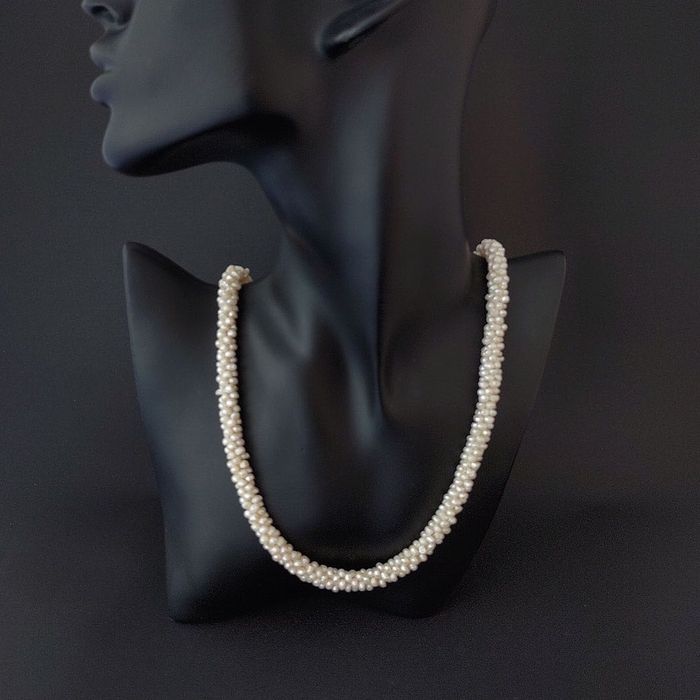 colier vintage perle, aur alb 14k, rubine, certif.