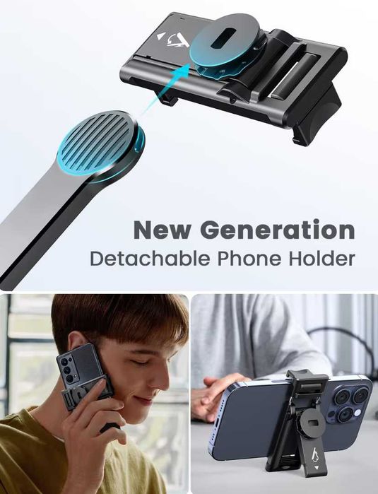 Stick selfie cu suport detașabil pentru telefon 106 cm, negru