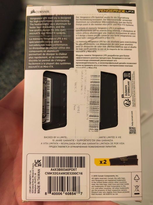 Memorie Corsair Vengeance LPX 32GB, DDR4, 3200MHz, CL16, Dual Channel