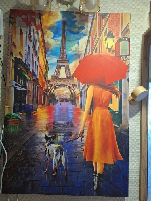 Картины дерево и девушка с собачкой