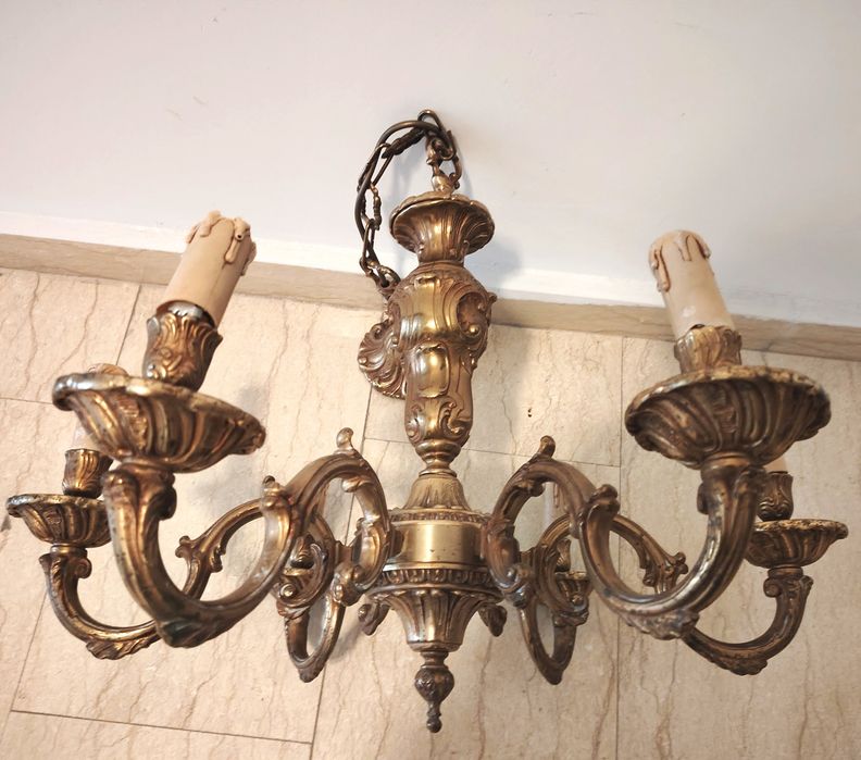 Candelabru deosebit din bronz masiv in stil francez cu 6 brațe ,piesa