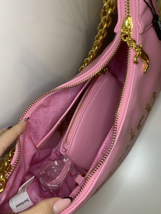 Juicy Couture Чисто Нова Дамска Чанта Розова със Златна Дръжка Верига