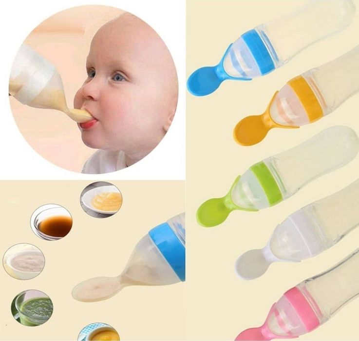 Бутылка с ложкой для кормления.