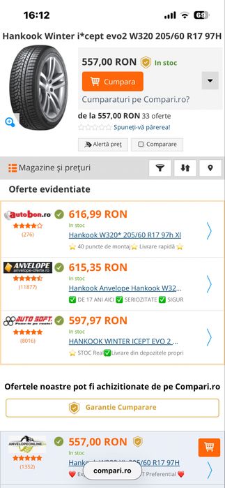 Anvelope iarna 205/60/17 Hankook Winter I*cept Evo2 205 60 17 R 17