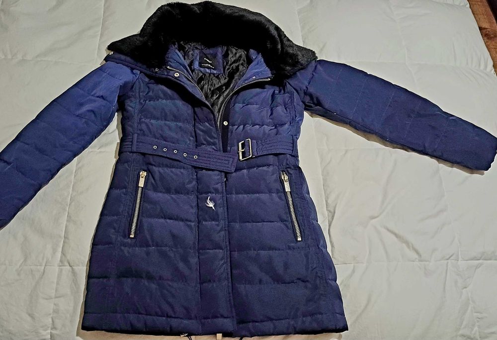 Пухено зимно дамско дълго яке, XS, марка MANGO