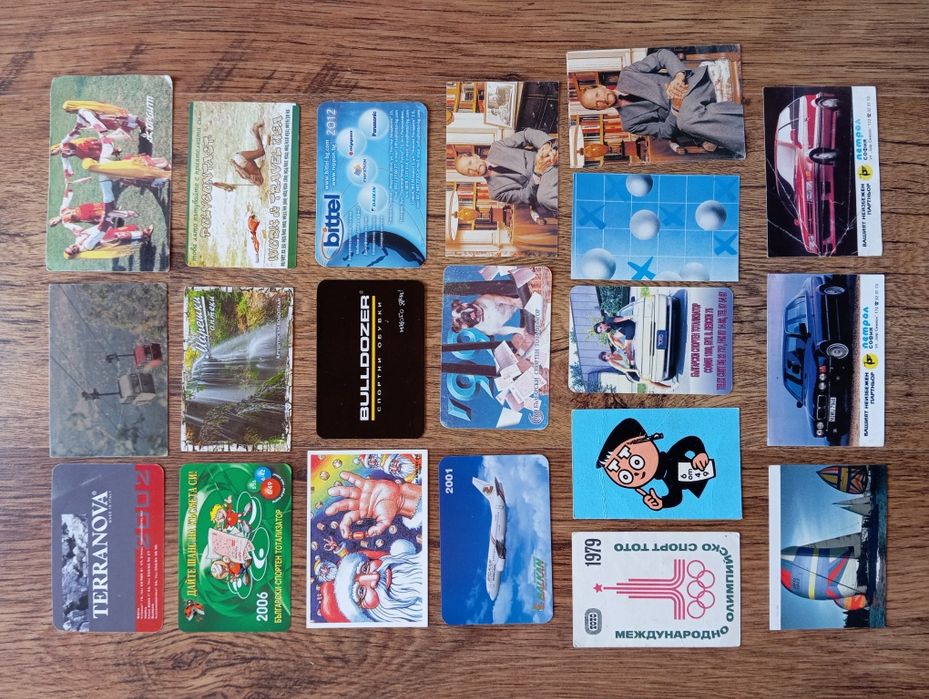 Стари календарчета, пощенски картички, жокери от карти, картинки лего