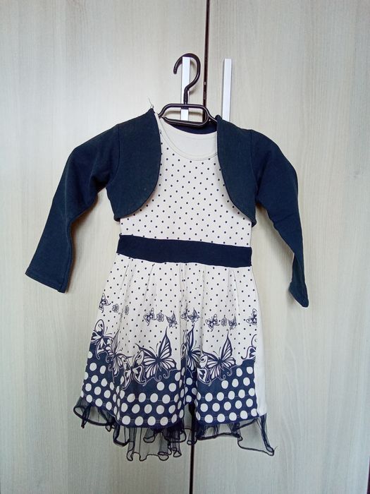 Зимна  детска рокличка със болеро размер 104