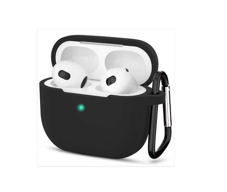 Husa pentru Apple AirPods 3 + inel prindere, Negru