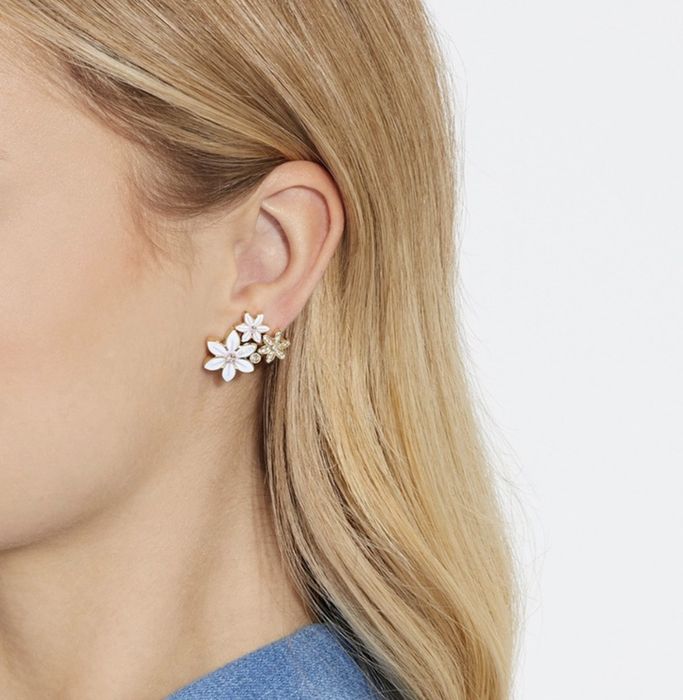 Флорални обеци Guess розово и злато