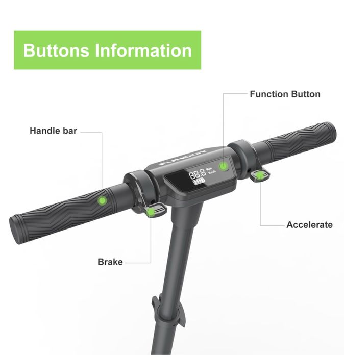 Trotineta electrica Fundot, 3 trepte viteza, pliabila, LCD, 25km/h/max
