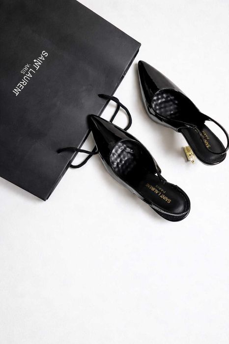 Pantofi YSL – Negri, Lăcuiți, Piele 100%, Toc 10 cm,  Premium