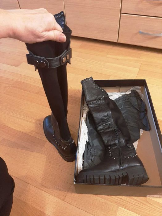 Дамски ботуши/чизми от естествена кожа №36, нови - супер цена!