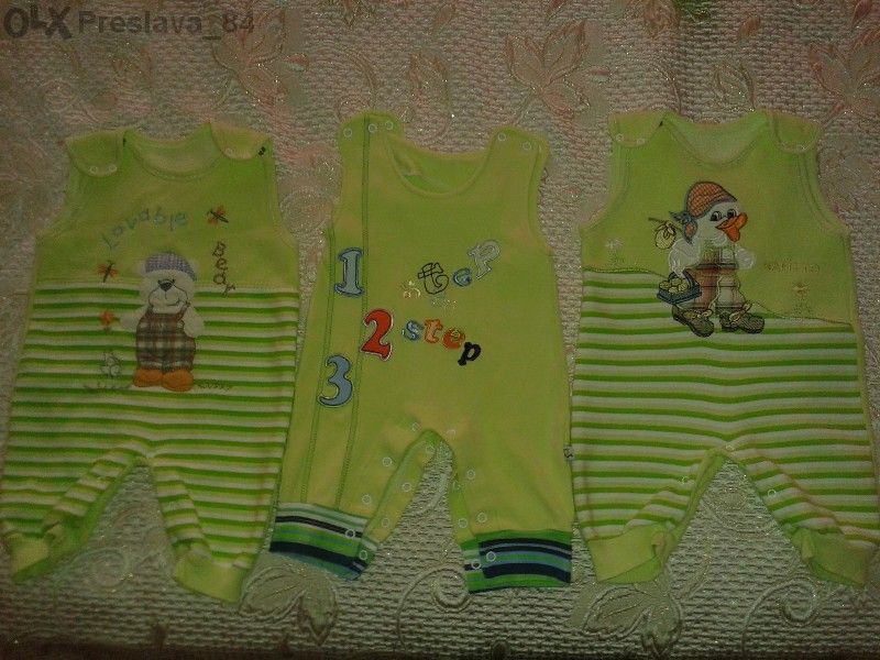 3 зелени гащеризончета + шапка