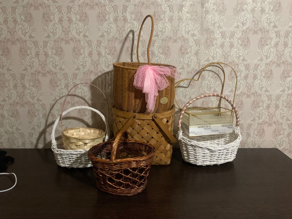 Кашпо корзина плетёная металл дерево