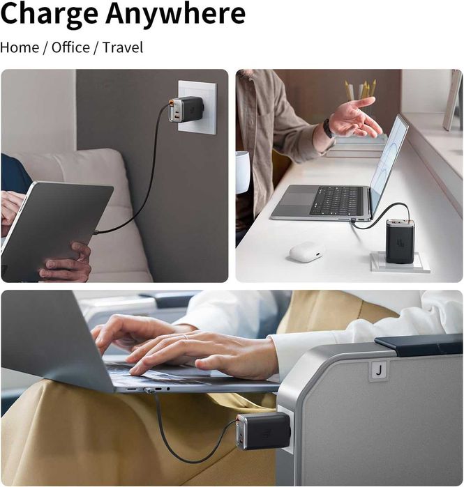 Бързо GaN зарядно Mcdodo 40W с прибиращ се кабел (Ново)