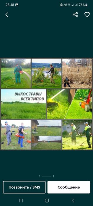 Покос травы спелит деревьев