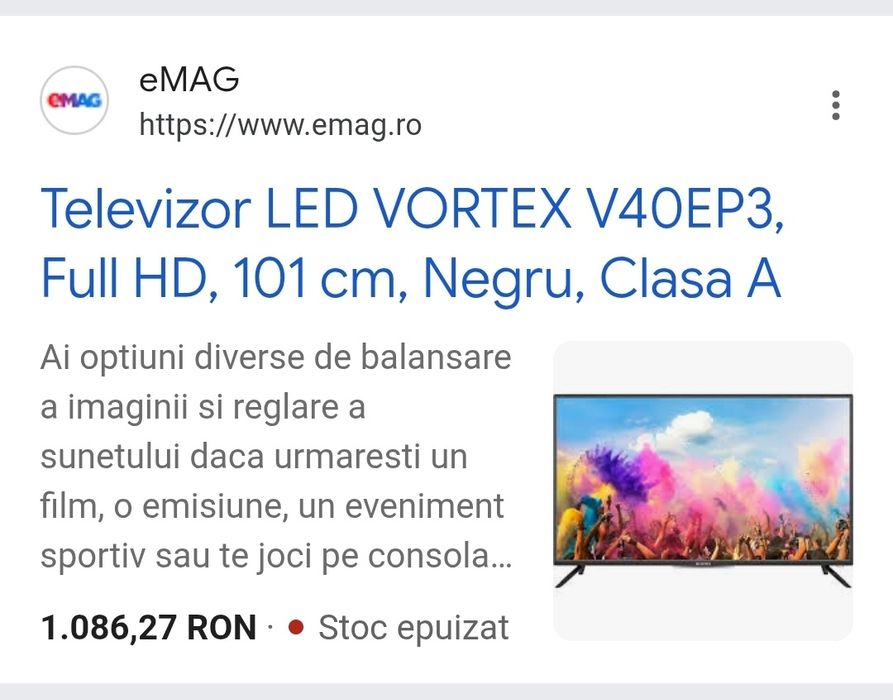 TV LED Vortex, Full HD, 102 cm