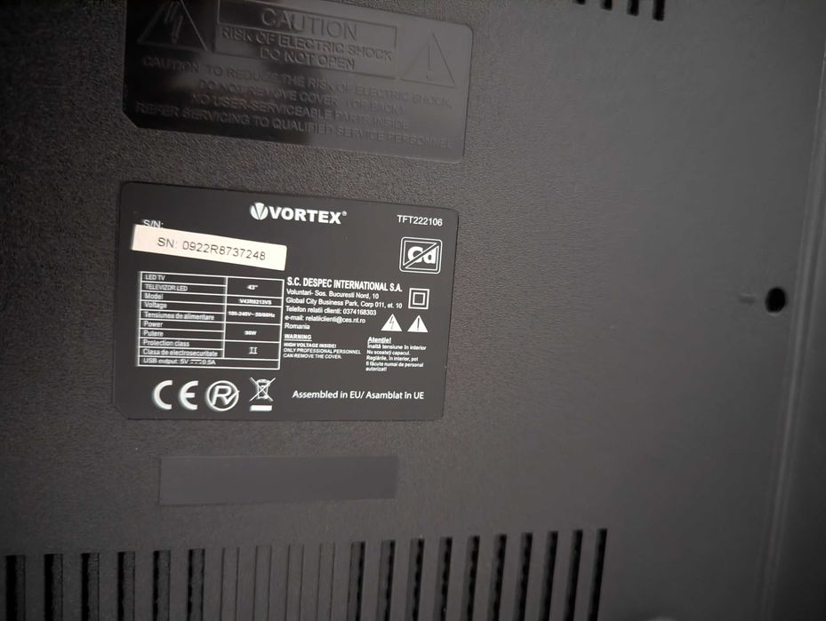 Televizor LED Smart TV VORTEX V43R0213VS, Rezolutie 4K, 109 cm
