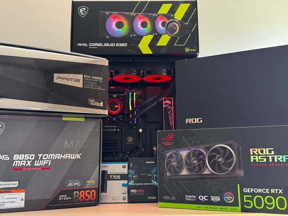 Бартер! Ryzen™ 7 9800X3D / 32GB DDR5 6400  / RTX™ 5090 / 1600W / 2TB Nvme
