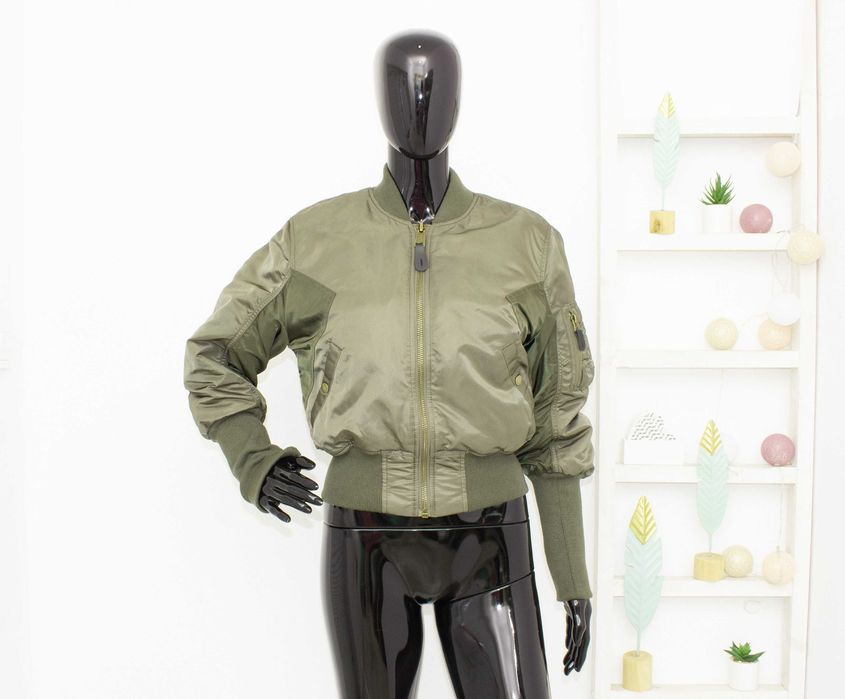 ALPHA INDUSTRIES MA-1 Cyber дамско яке бомбър зелено сатенено късо XS