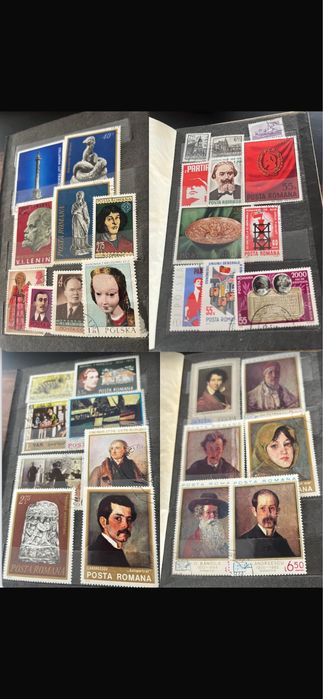 2 clasoare continand 817 timbre vechi