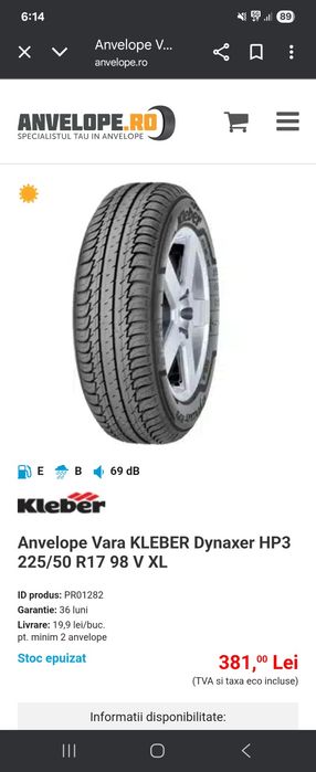 set 4 anvelope Kleber 225/50 R17 98W XL Dynaxer HP3