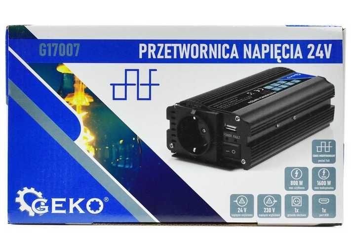 Инверторен преобразувател на напрежение GEKO G17007, 24V/230V, 800/1600W