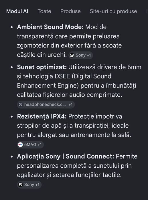 Căști Sony In-Ear