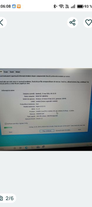 Acer Aspire / i3 gen 6 /4 GB / ssd 128 gb