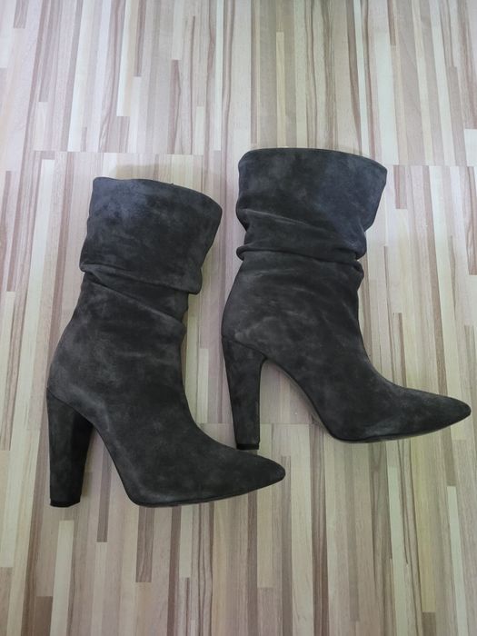 Cizme piele naturală întoarsă, gri nr 37