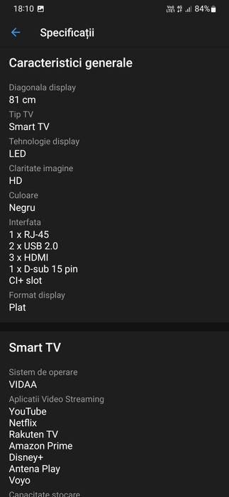 Televizor star light 81 cm, Smart Android, HD, LED, 

YouTube netfl