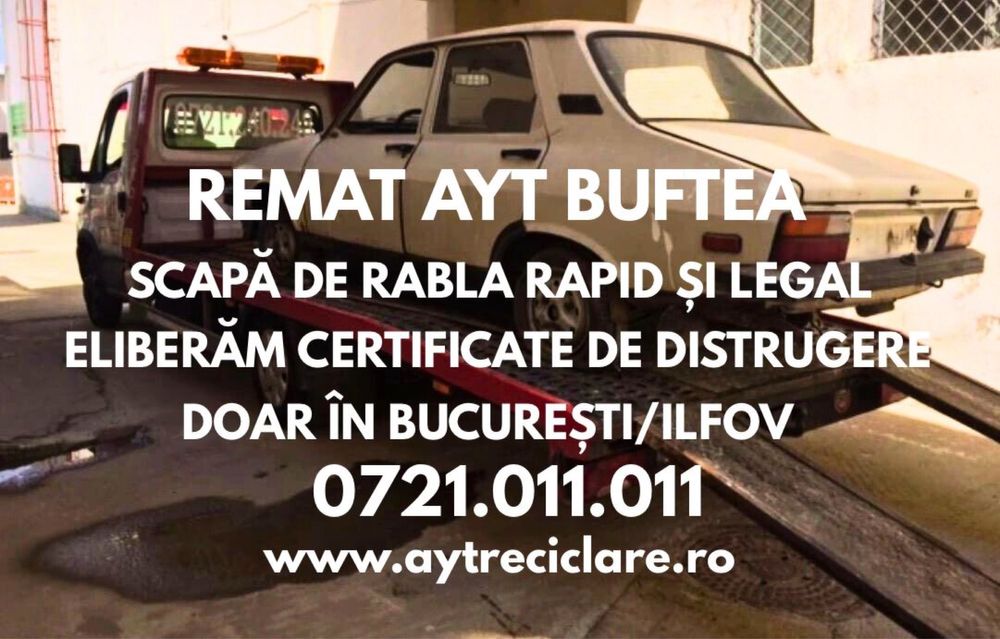 Eliberam certificate de distrugere pt masini Bucuresti Ilfov