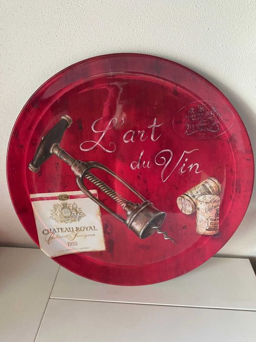 Tava/Farfurie melamina 30cm, rosu, tematica 'L'Art du Vin', nou