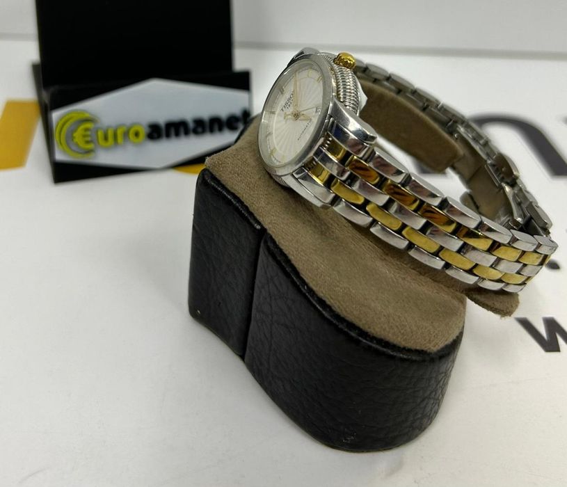 Tissot, Ceas automatic in doua nuante, Argintiu, Auriu Dama -N-