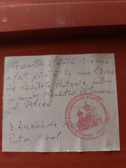 Icoana pe lemn cu foita de aur