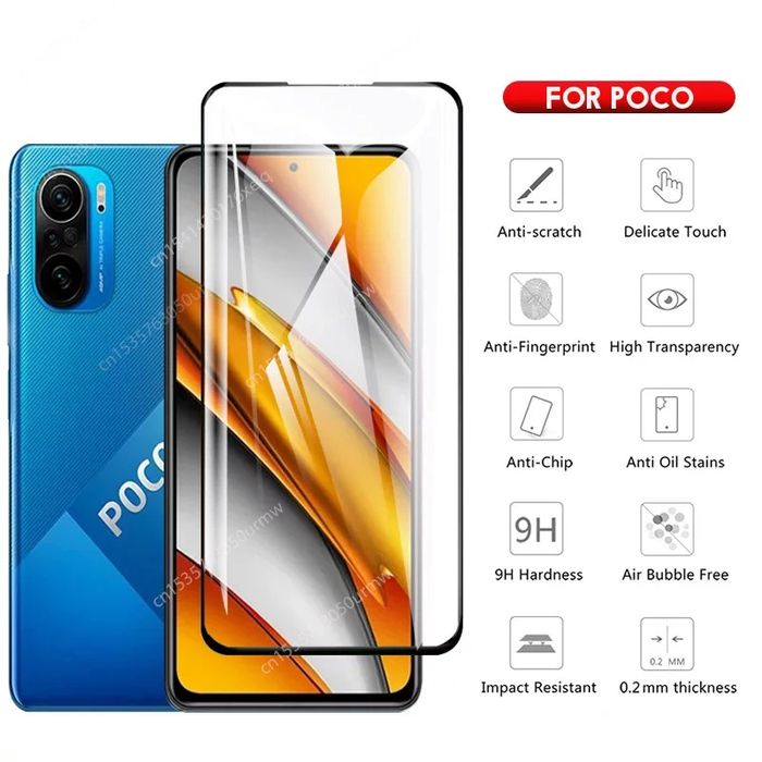 5D ЦЯЛО ЛЕПИЛО Стъклен протектор Xiaomi POCO X3 Pro F3 M3 M3 Pro K40+